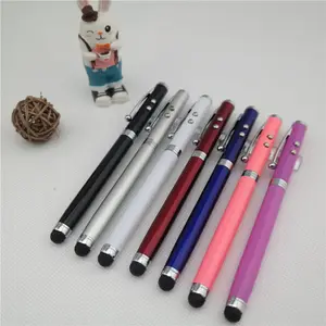 Multi functionele 4 in1 rode Laser pointer pen, led licht pen met stylus tip