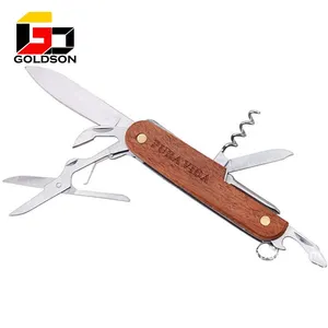 Pieghevole multi funzione coltello di legno con 7 accessori