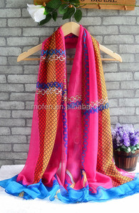 Soft Scarve flor Floral para mujer de moda playa bufanda de la gasa - Product Image 5