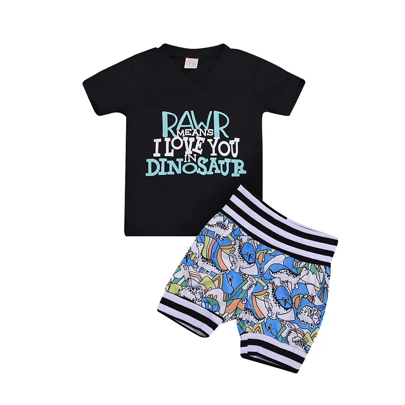 RTS Dinosaur children clothes summer baby boy clothing set