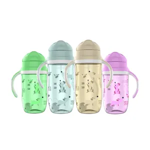 Aangepaste Outdoor Reizen Drinken Training Baby Water Fles Met Kleur Handvat Kinderen Pp Stro Cup