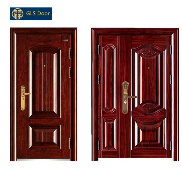 Puerta de seguridad de acero, puerta de una y media puerta, diseño de chapa de hierro de china con el mejor precio