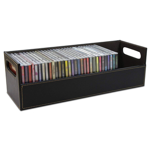 Bandeja de Armazenamento de CDs de Luxo em Madeira e Couro, Suporte para 20 Cases de CDs Padrão - Product Image 2