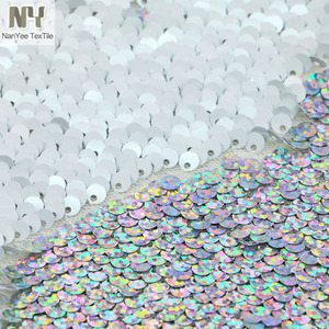 Nanyee Textile Argent <span class=keywords><strong>hologramme</strong></span> Filet Blanc Paillettes Bombardier Tissu - Product Image 4