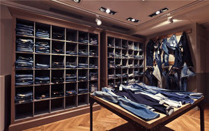 Espositori <span class=keywords><strong>Vintage</strong></span> per Jeans in Denim, Scaffali da Terra per Negozi di Abbigliamento, Arredamento per Esposizione di Jeans alla Moda - Product Image 4