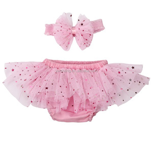 2017 de algodón de bebé bloomer con volantes ropa niñas tutu bloomer con pelo - Product Image 3