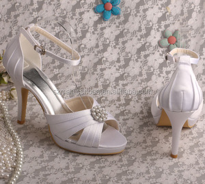 <span class=keywords><strong>Scarpe</strong></span> da Sposa Super Eleganti <span class=keywords><strong>Bianche</strong></span> <span class=keywords><strong>con</strong></span> Tacco Alto e Plateau - Product Image 4