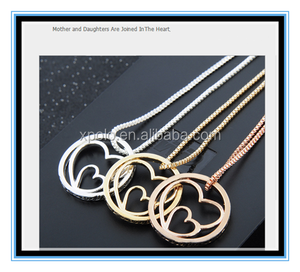Moda 2015 oro rosa collar Mothe y sus hijas son registrado en <span class=keywords><strong>el</strong></span> corazón collar collar de doble corazón con palabras grabado - Product Image 1