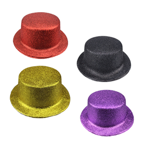 Chapeaux <span class=keywords><strong>de</strong></span> <span class=keywords><strong>fête</strong></span> bon marché à la mode <span class=keywords><strong>Chapeau</strong></span> haut <span class=keywords><strong>de</strong></span> forme plat en plastique pvc pailleté pour enfants et adultes - Product Image 3