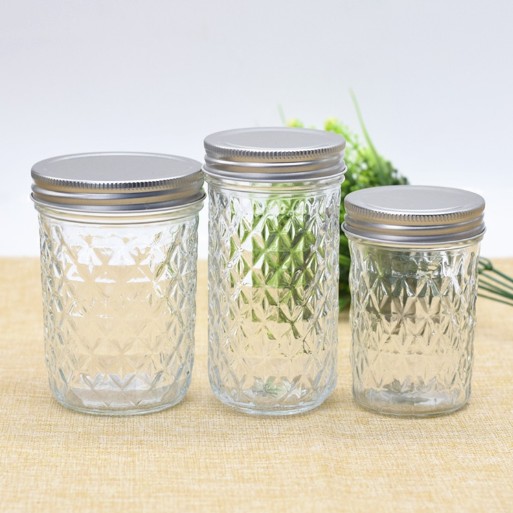 480ml tall wholesale wide mouth sealed clear glass mason jar with screw top metal lid