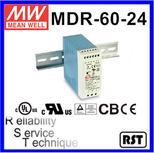 Alimentation industrielle sur rail DIN MDR-60-24 à sortie unique, 60W, 24V, Mean Well, Taiwan - Product Image 2