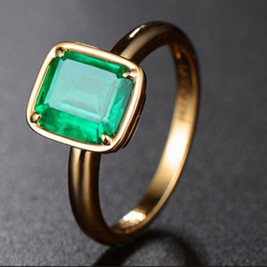 Оптовая продажа с фабрики Мода smaragdi 1.73ct зеленый изумруд натуральный драгоценный камень кольцо из желтого золота для женщин 18k золотые украшения