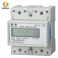 Compteur d'énergie numérique intelligent monophasé 2 fils pour rail DIN, usage domestique, analogique, kWh