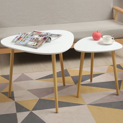 Nidification Bois Moderne Café Tables D'extrémité Décor Table D'appoint pour Meubles De Salon (Blanc, Lot de 2)