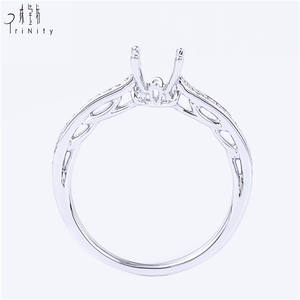 Bague en or fin 18 carats bijoux en diamant naturel bague de fiançailles personnalisée monture semi sans la pierre centrale pour les femmes - Product Image 4