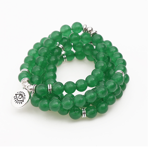 Perles de pierre précieuse d'aventurine verte naturelle en vrac en gros, bracelet Mala 108, bijoux, cordon élastique - Product Image 3
