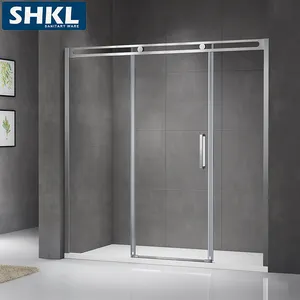 无框外部玻璃滑动可调偏置扇形淋浴门