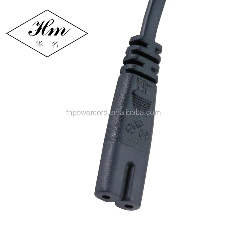 2 pin C7 IEC 60320 cable de alimentación figura 8 conector hembra VDE certificación SAA