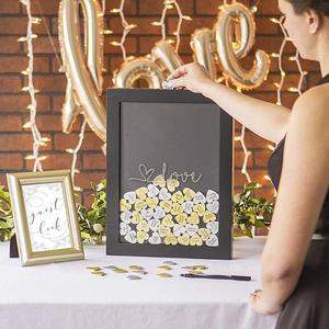 Custom <strong>Personalised</strong> Alternative Wood <strong>Wedding</strong> <strong>Guest</strong> <strong>Book</strong> with Wooden Hearts - Product Image 5