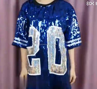 Vêtements de scène bleus et dorés pour sororité, t-shirt pour femmes Sigma Gamma Rho SGRHO #   Robe T-shirt numéro 22 en jersey à paillettes