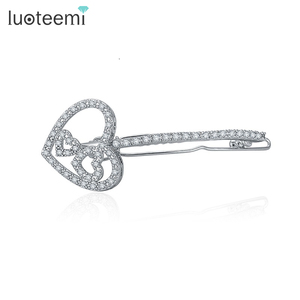 LUOTEEMI — épingles à <span class=keywords><strong>cheveux</strong></span> en <span class=keywords><strong>strass</strong></span> CZ, accessoires de mariage, bijoux en forme de cœur, pour femmes et filles - Product Image 1
