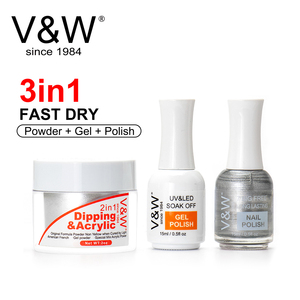 V & Woem Private Label Van Hoge Kwaliteit 3 In 1 Kleur Match Dip Poeder En Nagellak Uv Gel Polish Kit Dompelpoeder Starterset