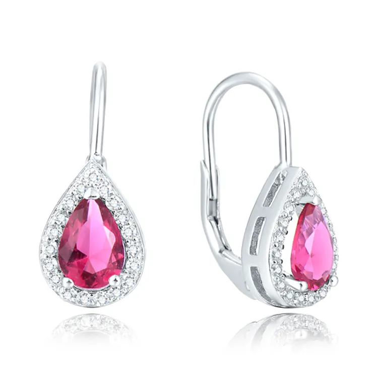 POLIVA Généreux CZ Bijoux Boucles D'oreilles S925 Zircon Cubique En Argent Sterling Rubis Pierre Boucles D'oreilles pour Filles