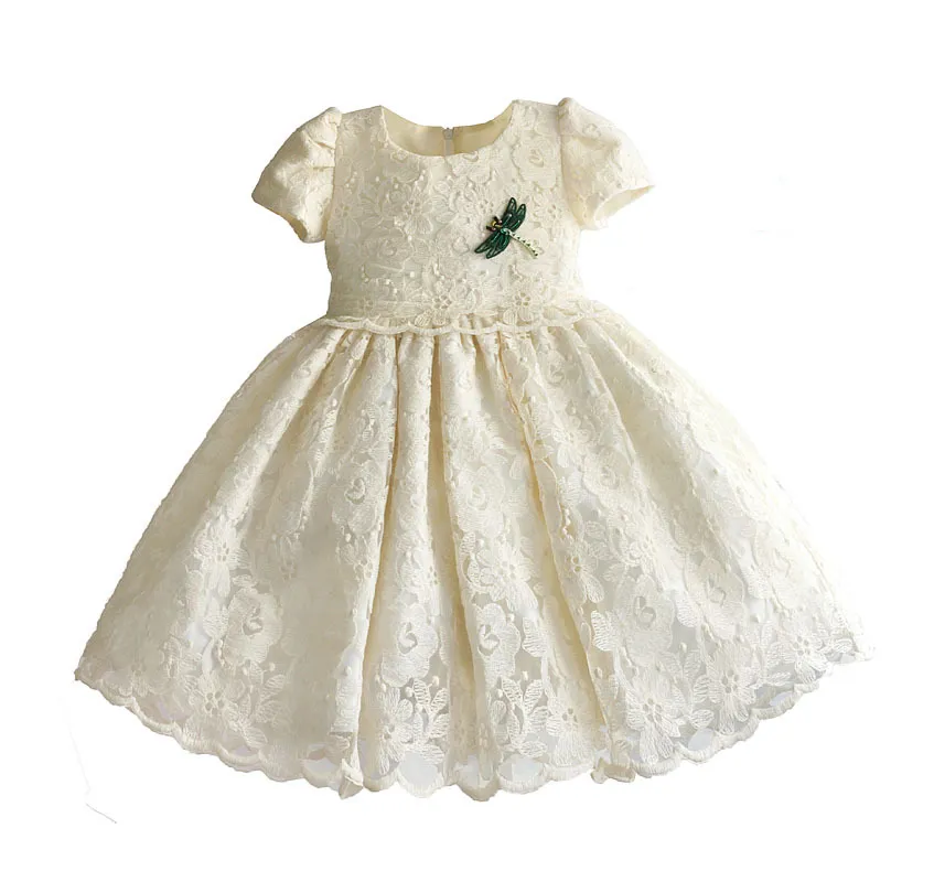 fashion design small girls ivory lace dress