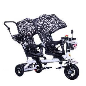 Poussette pivotante multifonction double <span class=keywords><strong>siège</strong></span>, pour <span class=keywords><strong>bébé</strong></span>, tricycle avec deux places - Product Image 5