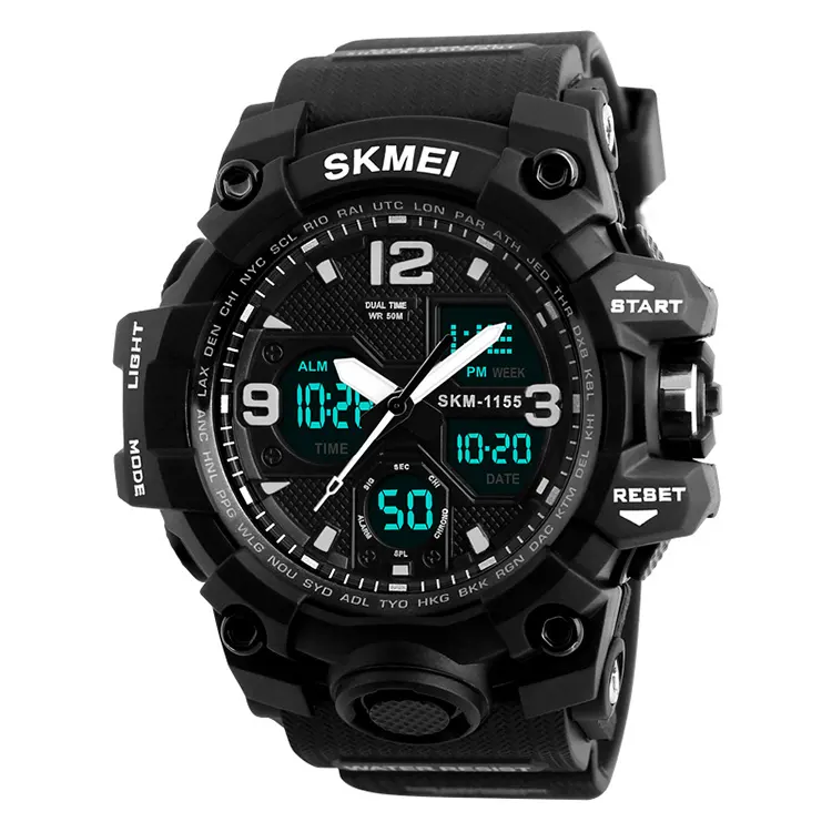 Athletic Watches Hot Jam Tangan Skmei 1155B Analog Digital Watch Camouflage Green Sport Men Wristwatch