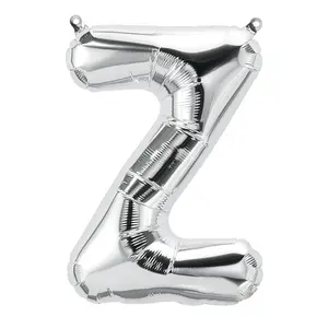 Globo de aluminio con forma de letra z para decoración de fiesta de cumpleaños, popular, plateado, 16"