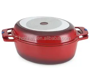 Aluminum non stick ceramic oval turkey roaster die cast casserole gold coast cookware set