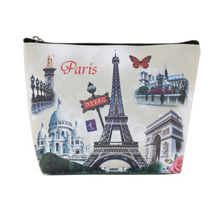 DEQI Logo Personnalisé <span class=keywords><strong>Paris</strong></span> Tour Eiffel Tour France Femmes Dame En Cuir PU Durable Cosmétique Maquillage Trousse de toilette Pochette Titulaire - Product Image 4