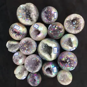 批发高品质天使光环 agatet geode 球体光环石英水晶球