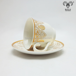 Tasse à café en porcelaine dorée, <span class=keywords><strong>promotion</strong></span> personnalisée, en céramique, avec bordure, pour le thé, avec soucoupe, nouveauté - Product Image 4