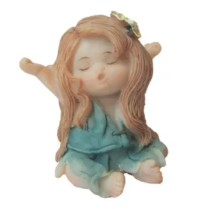 Z09471A Micro Landscape Adorable Mini Sitting Fairy Baby Girl Figurines Gift Fairy resin statue Miniature Decor