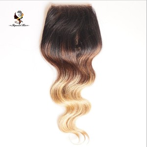 Dropship # 1B 4 27สีปิดด้านหน้าลูกไม้สวิสสามโทนสีออมเบรผมคนราคาถูก - Product Image 3