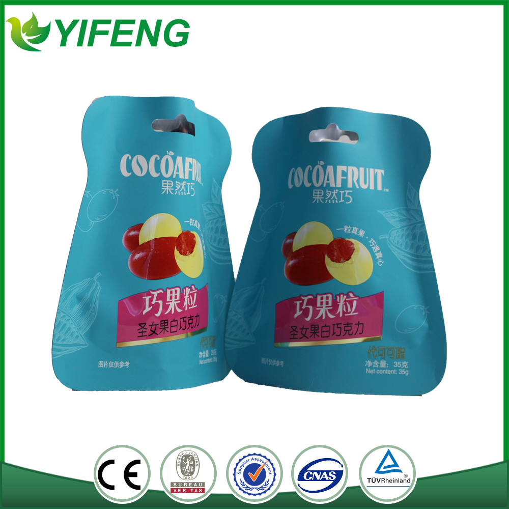 Spécial forme libre résistant à l'eau laminé matériau petite taille stand up pouch pour le chocolat