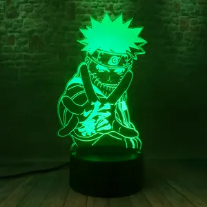 3D Illusion LED Nachtlicht Bunte Berührung Blitzlicht Schreibtisch Dekor Japan Manga Modell Naruto Anime Figur Leucht spielzeug