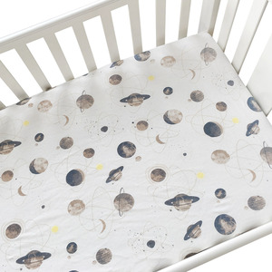 <span class=keywords><strong>Personalizado</strong></span> transpirable recién nacido 100% de algodón de dibujos animados de patrón impreso bebé orgánica cuna cama sábana - Product Image 1
