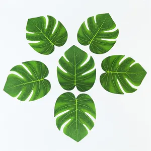 V-3123 Vente Chaude Hawaii Fête Mer Plage Décoration Vert Feuille De Monstera Artificielles Pour Table