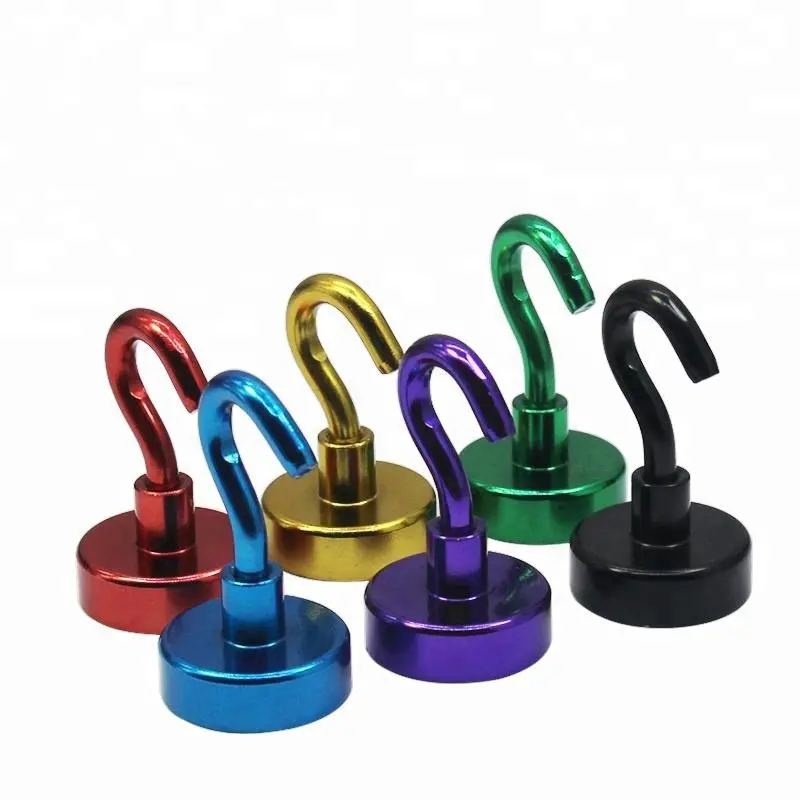 D25mm Fridge Magnets With Hooks Colorful Ndfeb Pot Magnet Decorative Magnetic Hook