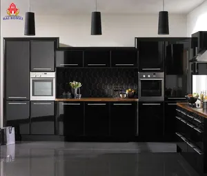 Armario de cocina negro de alto brillo, <span class=keywords><strong>despensa</strong></span> sencilla para el hogar - Product Image 1