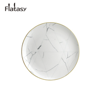 Offre Spéciale en gros pas cher luxe or jante blanc marbre motifs rond céramique plaques de chargeur ensemble pour la fête de mariage et hôtel