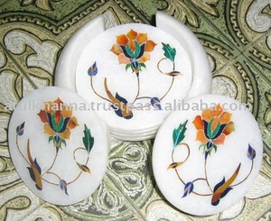 Beautiful Marble Inlay <b>Coasters</b> <b>Sets</b> - Product Image 1