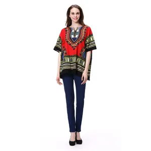 100% algodón de las señoras de Dashiki camiseta venta al por mayor de China