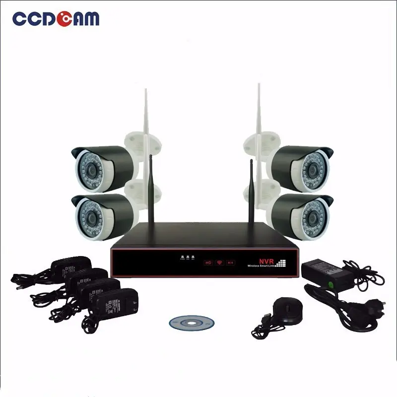 Kit Dvr 2MP H.365 4 Saluran, Sistem Kamera Keamanan Ip Kamera Ip Penglihatan Malam IR