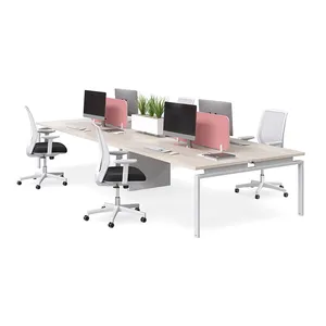 Furnitur kantor kombinasi 6 orang, Meja kantor stasiun kerja terbuka Staf meja kerja laptop meja kerja