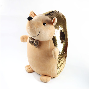 Coussin en tissu à paillettes dorées à pression, motif hérisson, réversible, en peluche, jouet animal - Product Image 1