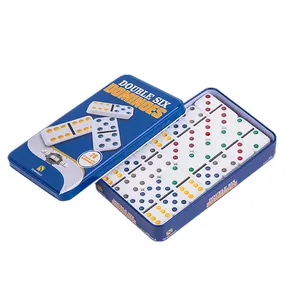 YUANHE Double 6 color Dot domino con scatola di latta domino colorati personalizzati